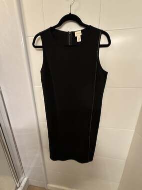 NWT Chico's Size 2 L 12-14 Black Rhinestone Trim Overlay Sleeveless Sheath Dress